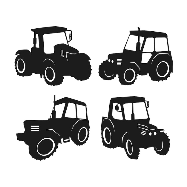 Hand drawn tractor silhouette illustration