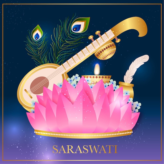 Hand drawn traditional saraswati