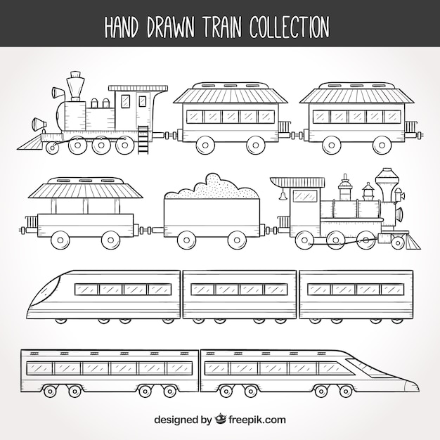 Free Vector hand drawn train collection