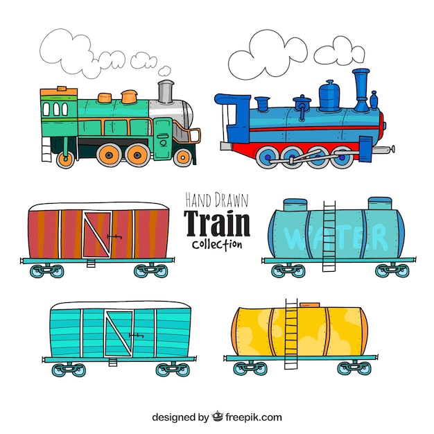 Free Vector hand drawn train collection