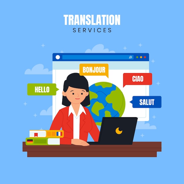 Free Vector hand drawn translation services illustration