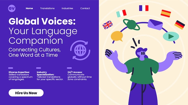 Free Vector hand drawn translation services landing page