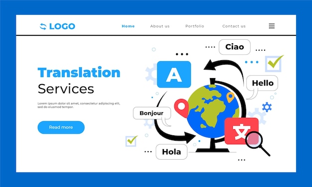 Free Vector hand drawn translation services landing page