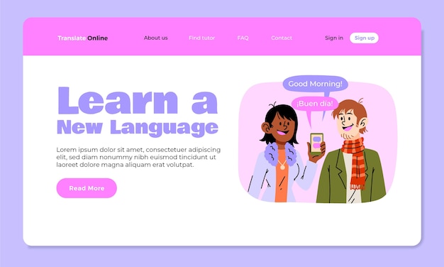 Hand drawn translation services landing page