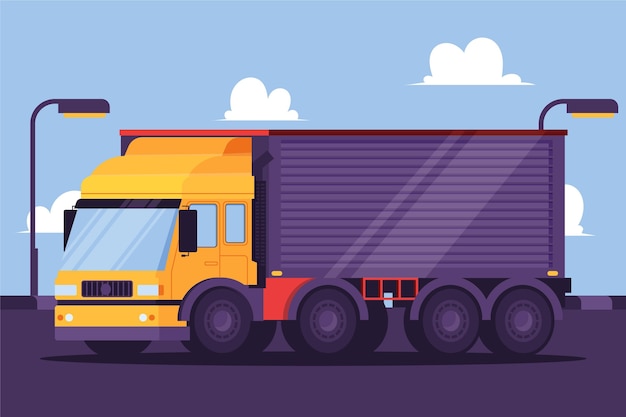 Free Vector hand drawn transport truck illustrated