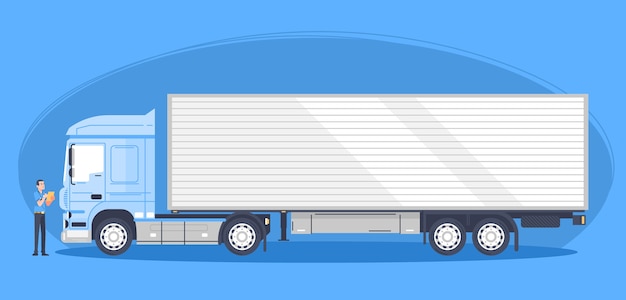 Free vector hand drawn transport truck illustrated