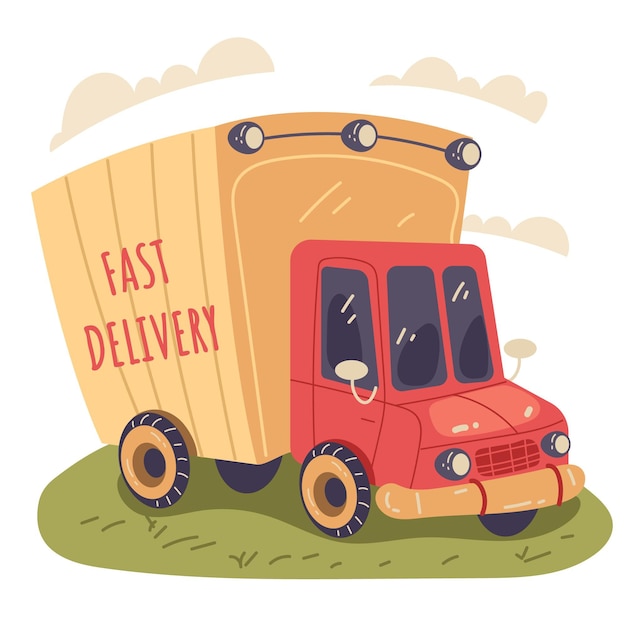 Free vector hand drawn transport truck illustration