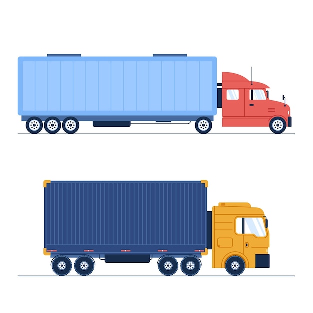 Free Vector hand drawn transport truck set