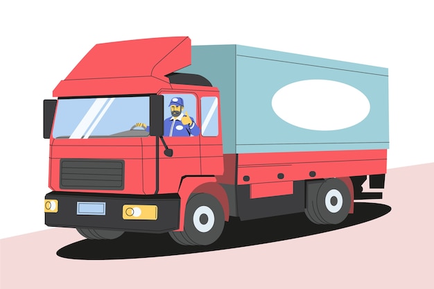 Free Vector hand drawn transportation truck illustration