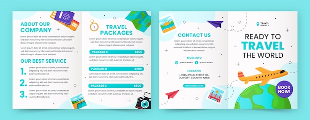 Free vector hand drawn travel adventure brochure