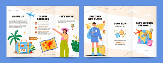 Free vector hand drawn travel adventure brochure