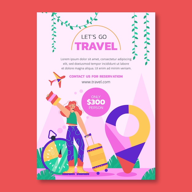 Free Vector hand drawn travel adventure poster template