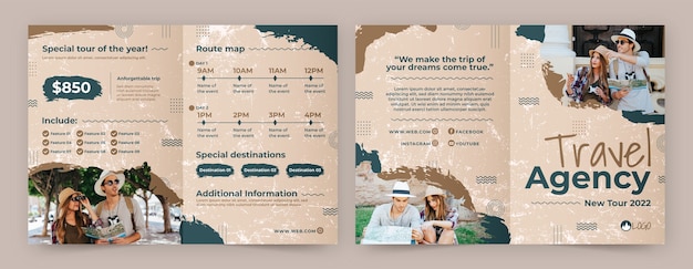 Free vector hand drawn travel agency brochure