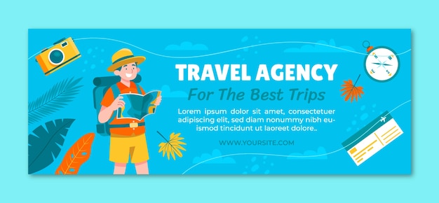 Free Vector hand drawn travel agency facebook cover template