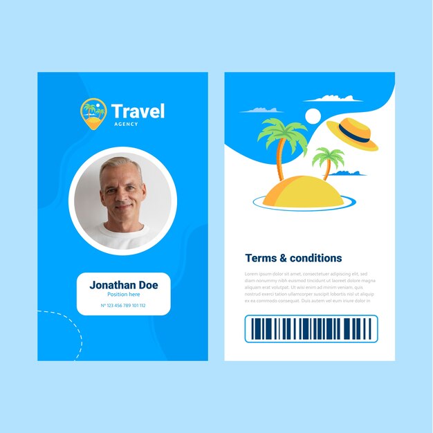 Hand drawn travel agency id card