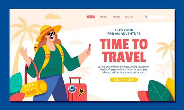 Hand drawn travel agency landing page template