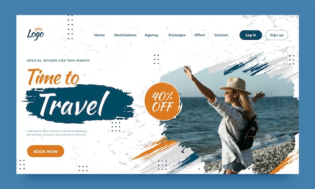 Free Vector hand drawn travel agency landing page