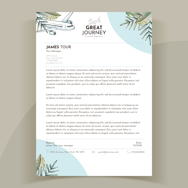 Hand drawn travel agency letterhead template