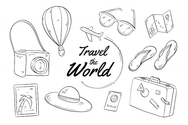 Hand drawn travel background