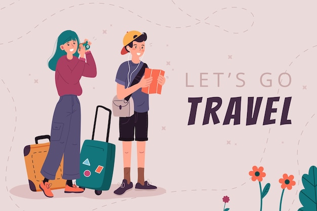 Free Vector hand drawn travel background