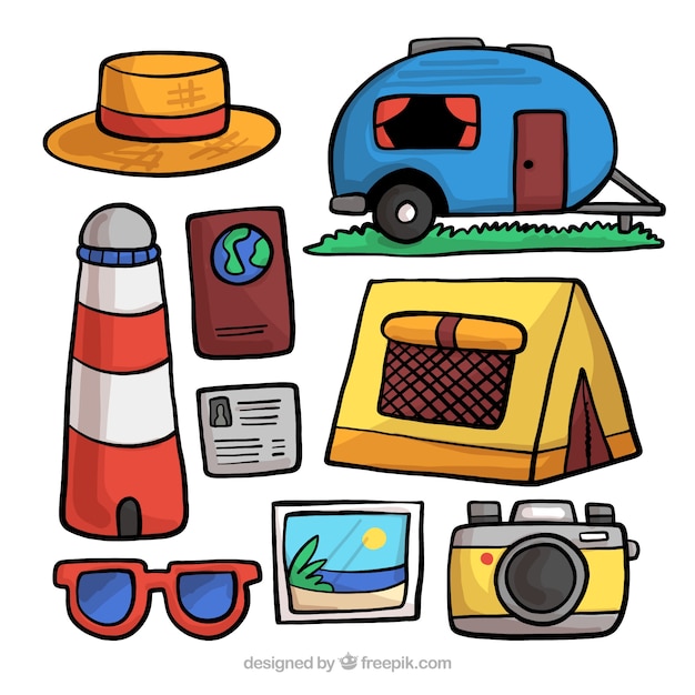 Free Vector hand drawn travel element collection