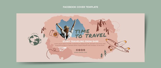 Hand drawn travel facebook cover