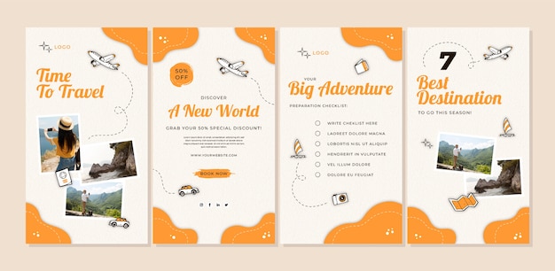 Free Vector hand drawn travel instagram stories template