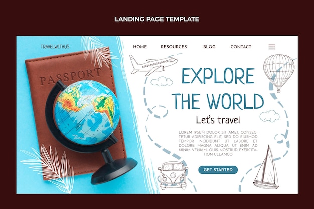 Hand drawn travel landing page