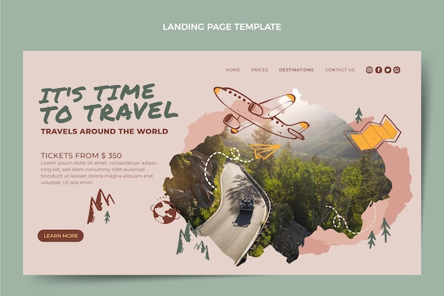 Hand drawn travel landing page