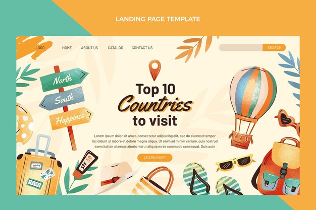 Hand drawn travel landing page