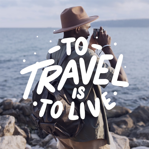 Hand drawn travel quotes with photo lettering