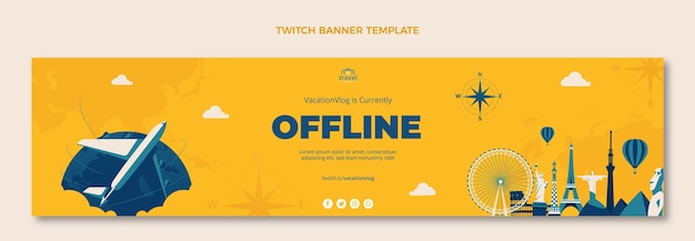 Hand drawn travel twitch banner