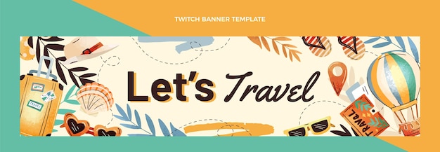 Hand drawn travel twitch banner