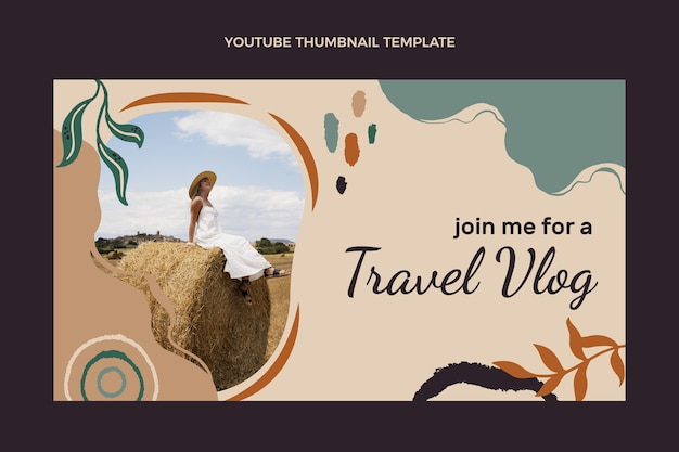 Hand drawn travel youtube thumbnail template