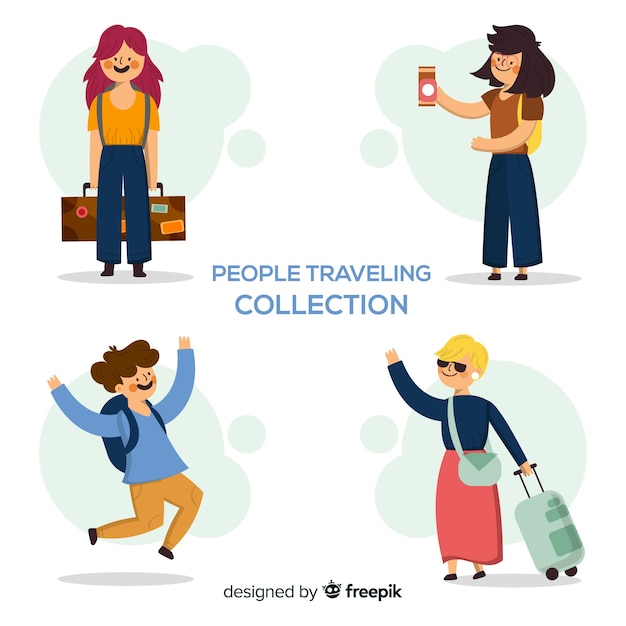 Free Vector hand drawn traveler set