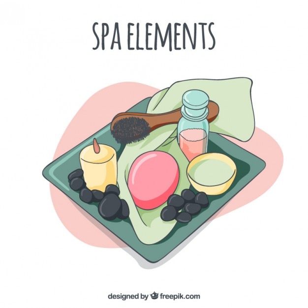 Free Vector hand drawn tray with spa elements