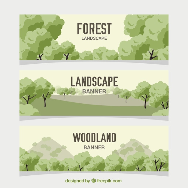 Free Vector hand drawn trees banners