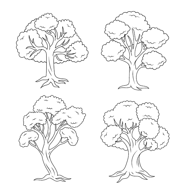 Free Vector hand drawn trees outline illustration