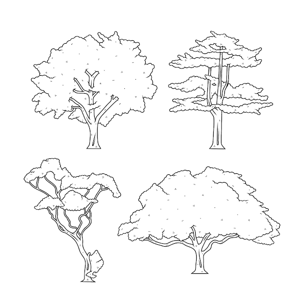 Free Vector hand drawn trees  outline illustration