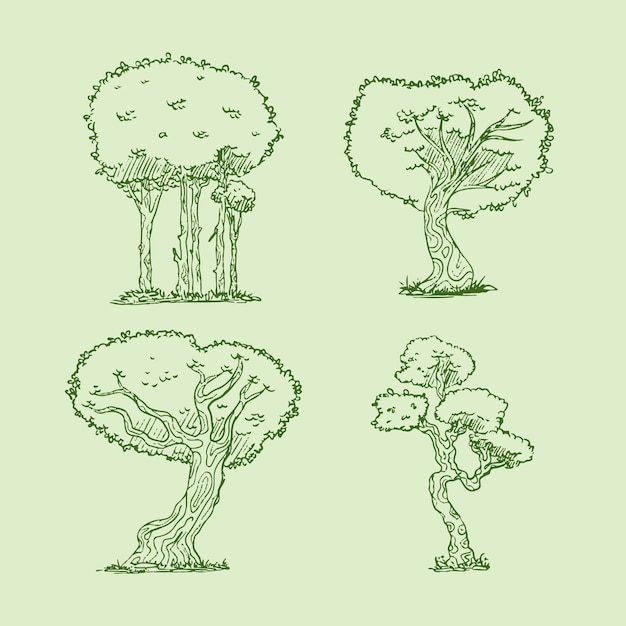 Free vector hand drawn trees outline illustration