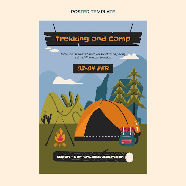 Free Vector hand drawn trekking poster