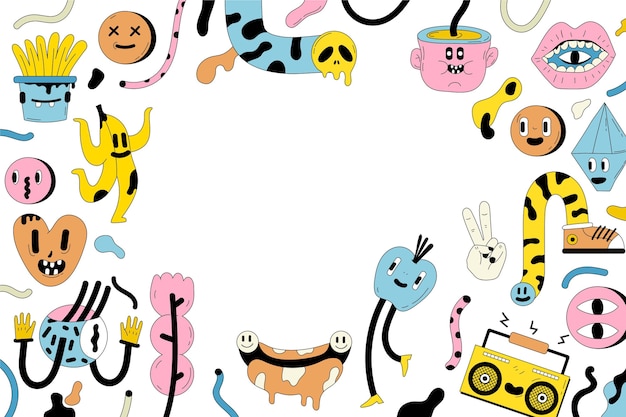 Hand drawn trendy cartoon background