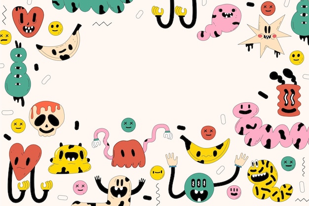 Hand drawn trendy cartoon background