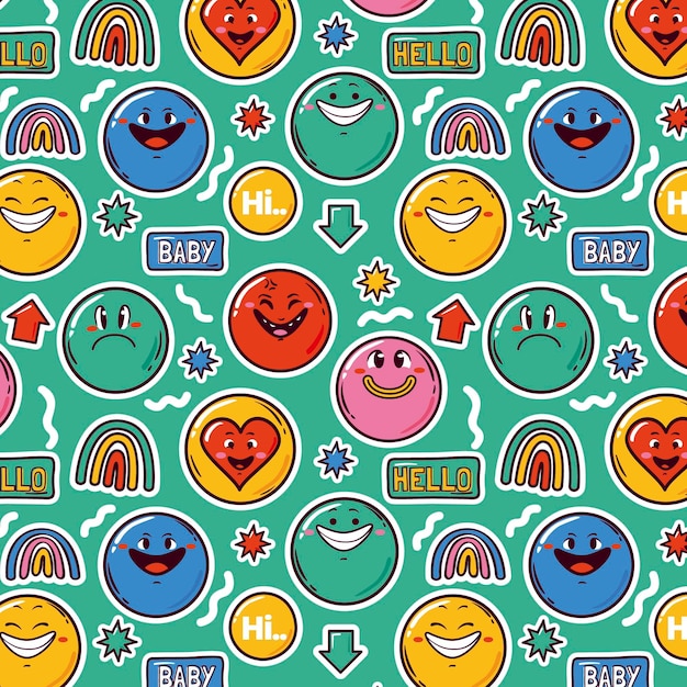 Free vector hand drawn trendy cartoon pattern design