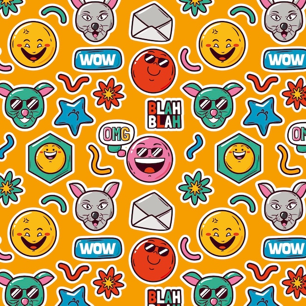 Hand drawn trendy cartoon pattern design