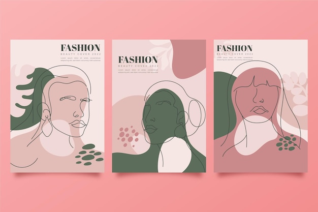 Free Vector hand drawn trendy fashion portraits cover collection