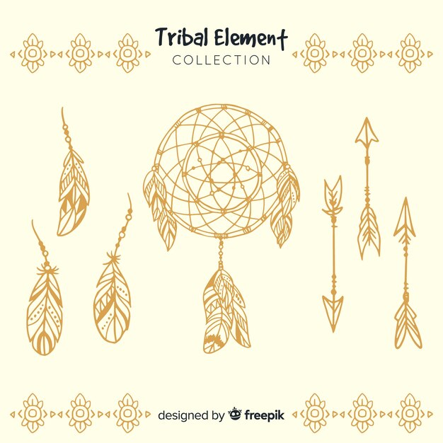 Hand drawn tribal element collection