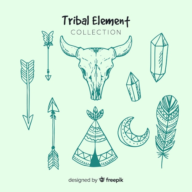 Free Vector hand drawn tribal element collection