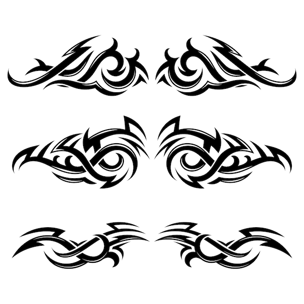 Hand drawn tribal tattoo border element