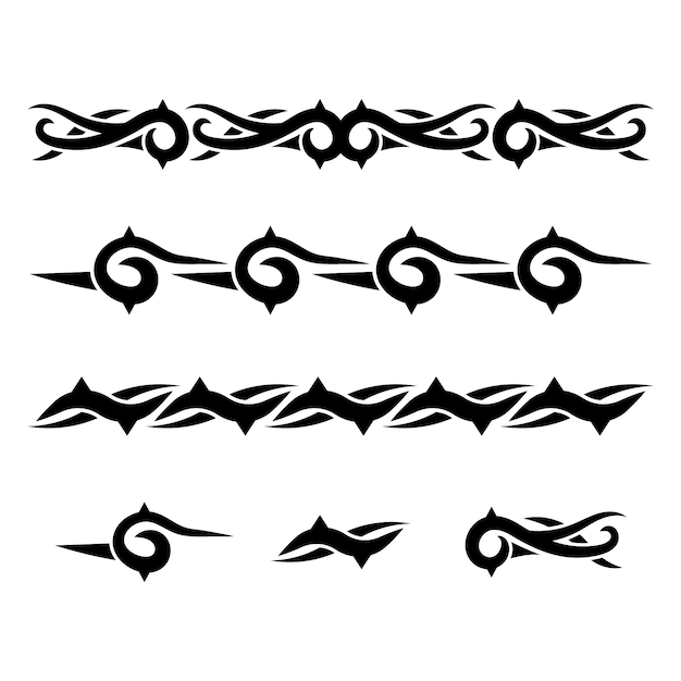 Hand drawn tribal tattoo border element